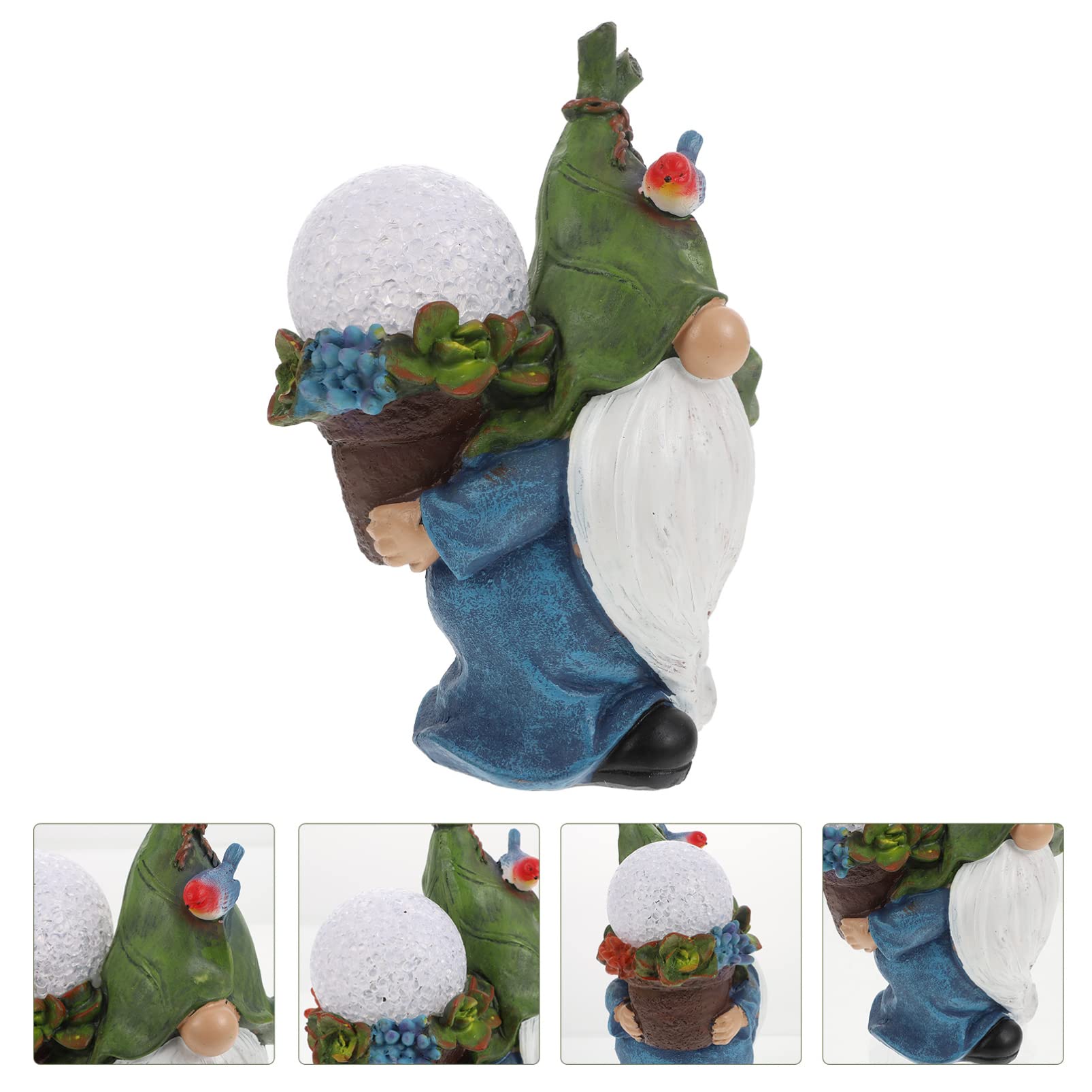 Statue de GNOME de Jardin Solaire Lumineuse en Résine, 1 Pièce