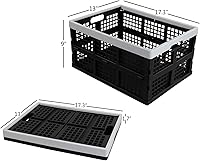 Vista 2 de Kekow Cesta de almacenamiento plegable de plástico negro de 28 L, 3 cajas plegables de almacenamiento