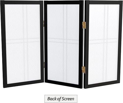 Miniatura 7 de Pantalla Shoji de doble cruz corta para escritorio de 2 pies - Negro - 3 paneles