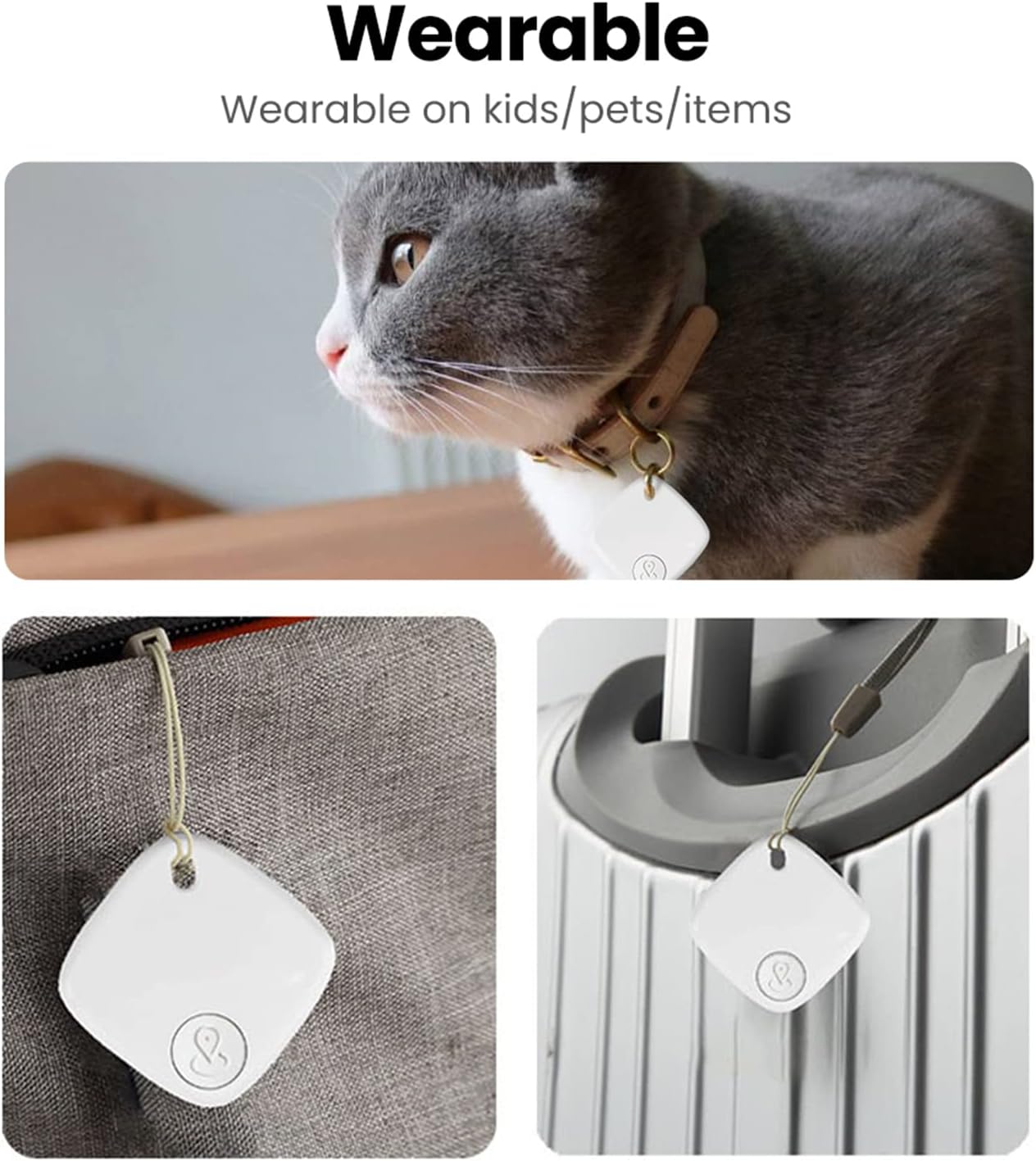 Key Finder, Bluetooth Tracker Locator, Works with Apple Find My(iOS Only), Smart tag Item Finder with Key Chain, Smart Item Locator for Keys, Bags, Luggage, Pet, Battery Included (3Pack-White)