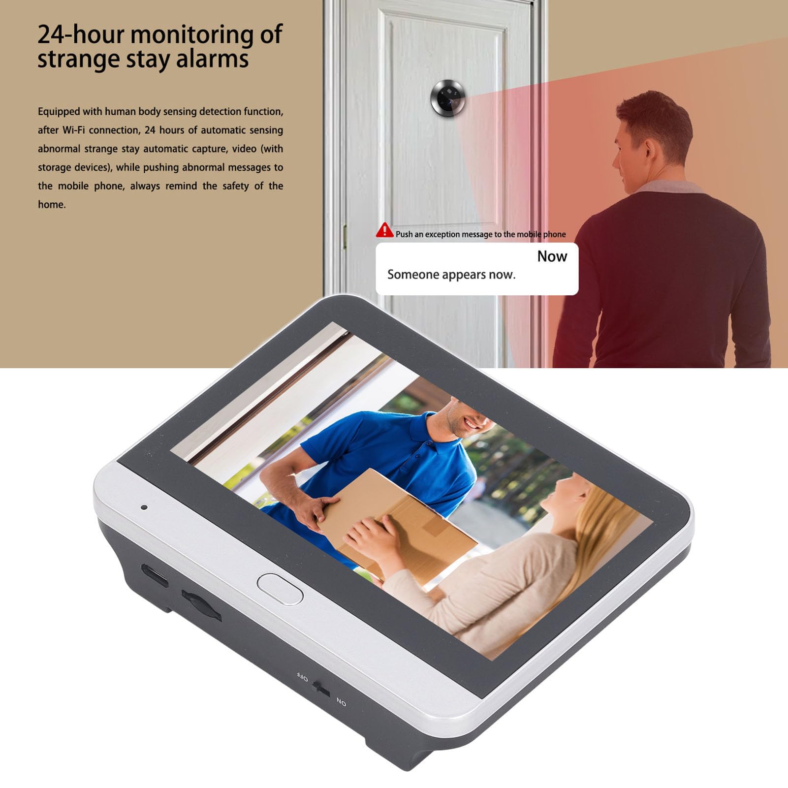 Cryfokt Timbre con Vídeo Inteligente, Cámara de Timbre WiFi Inalámbrica 1080P con Pantalla LCD IPS de 4,3 Pulgadas, Intercomunicador de 2 Vías, Detección de Movimiento PIR, Visión