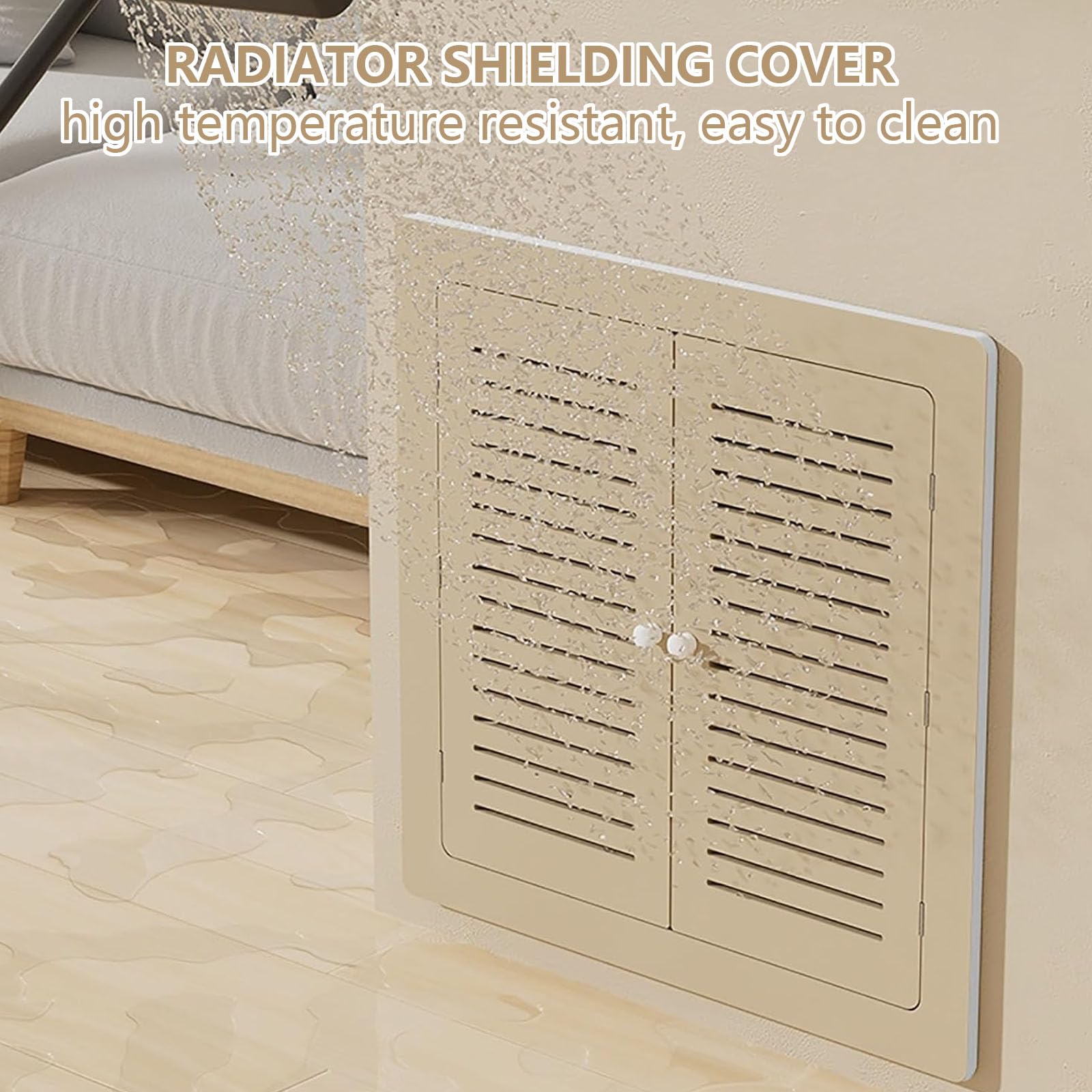 Cache-Radiateur En Bois Cache-Radiateur Blanc à Persiennes pour La Maison Conception Sans PerçAge Double Porte Avec PoignéEs Convient aux Salons Et aux Chambres 25x25cm