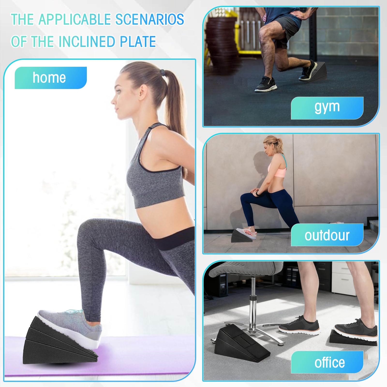 3 Pcs Slant Board Set including 5 Adjustable Angles, 480lbs Weight Capacity Calf Stretcher & Squat Wedge for Exercise Yoga - Image 3