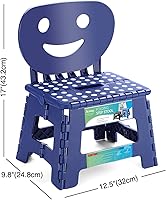 Vista 5 de ACSTEP Taburete plegable con soporte de espalda para niños, taburete de 9 pulgadas para niños y niñas, taburete de cocina al aire libre