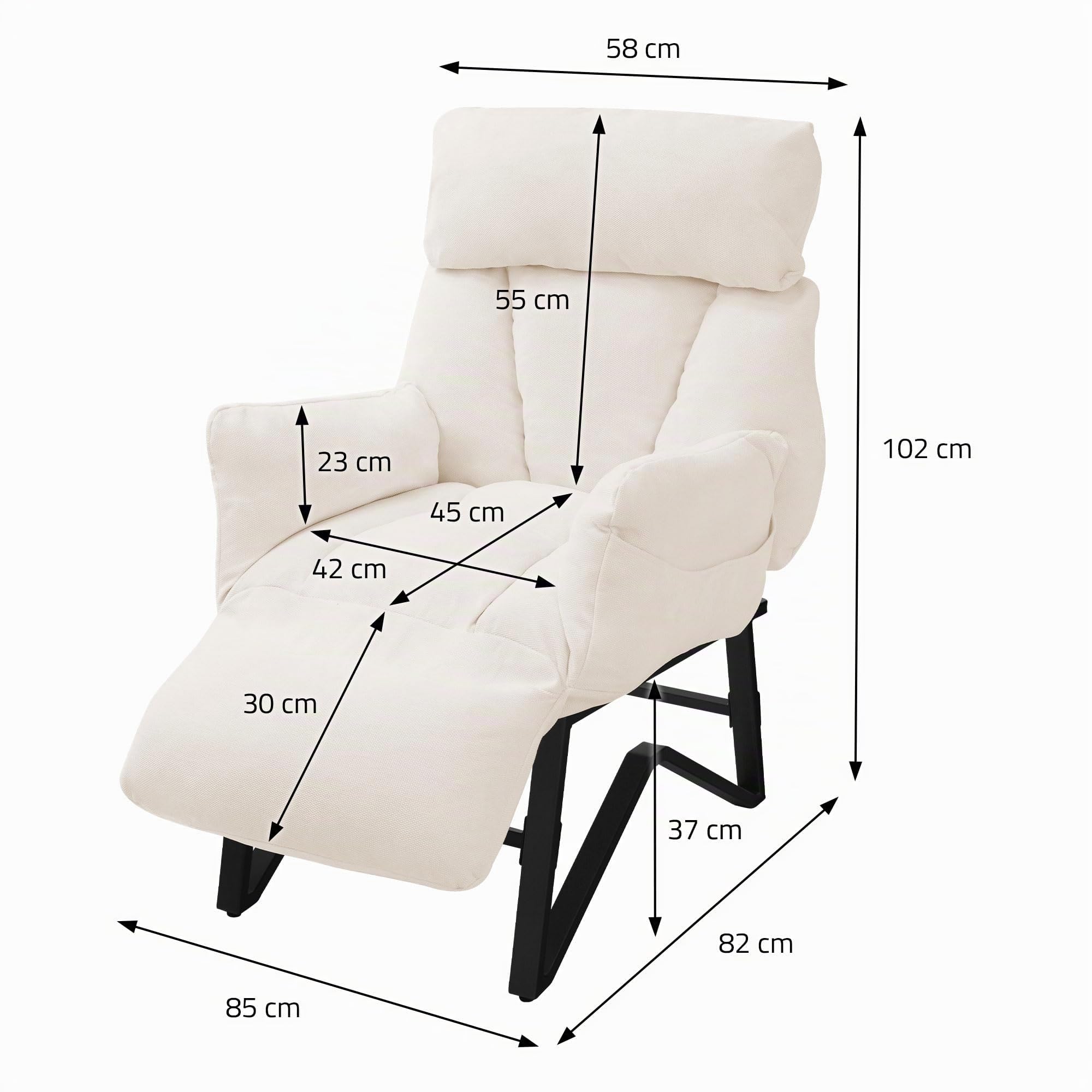 ML-Design Sillón de Relax Reclinable Beige Asiento de Salón con Funda de Lino Butaca de TV Moderno Ajustable con Resposabrazos, Reposapíes, Bolsillos Laterales Sofá Tapizado Individual de Lectura