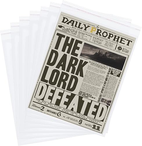 100 piezas de 13 x 18 pulgadas, fundas de periódico autoadhesivas de 2 mil, bolsas de plástico resellables transparentes para periódicos