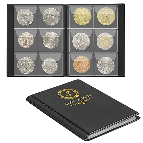 Álbum de Monedas con 60 Bolsillos Fundas para coleccionar Monedas