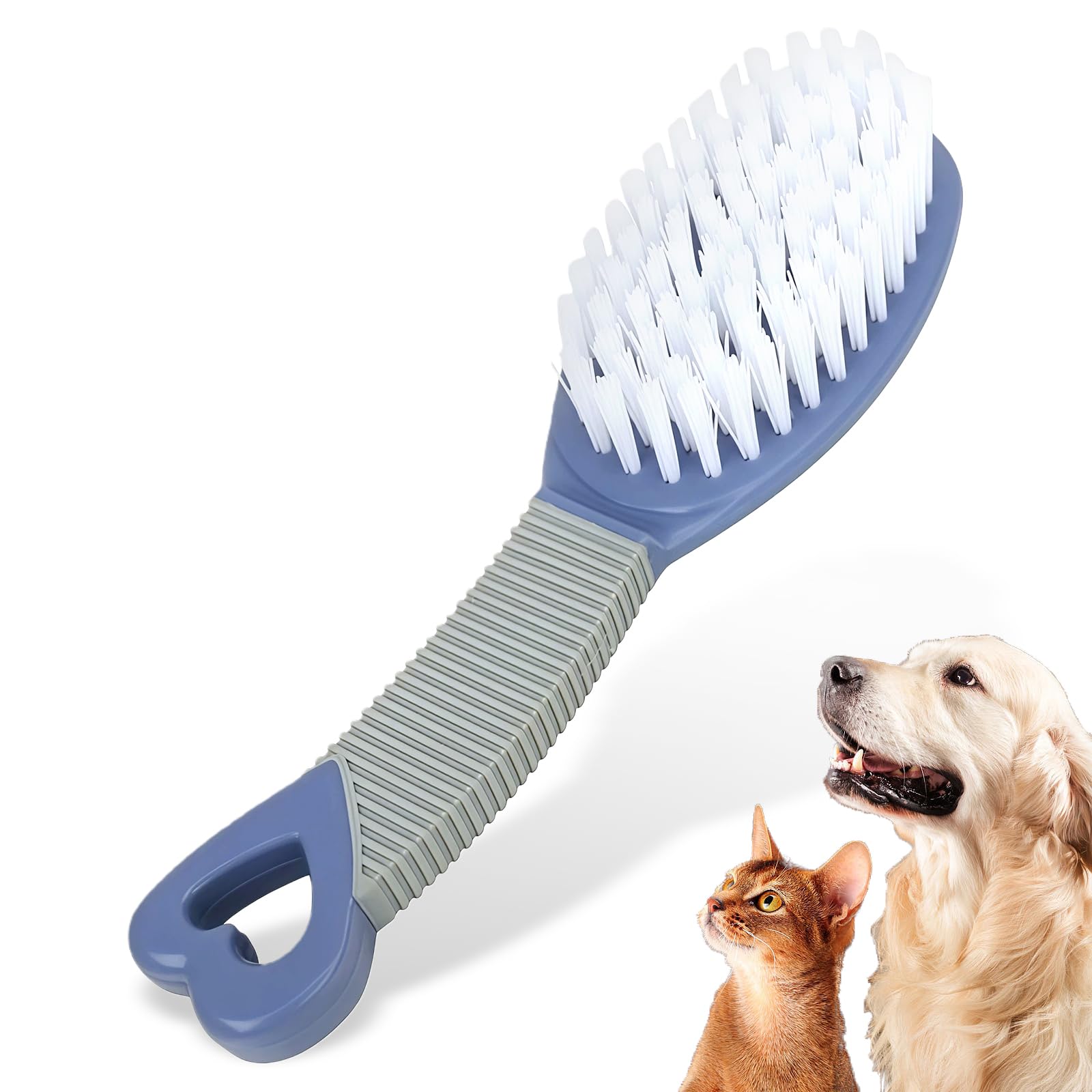 Cepillo para mascotas para perros y gatos de pelo corto, cerdas suaves y firmes, cepillo para desprendimiento, elimina el pelo suelto, el polvo y la suciedad