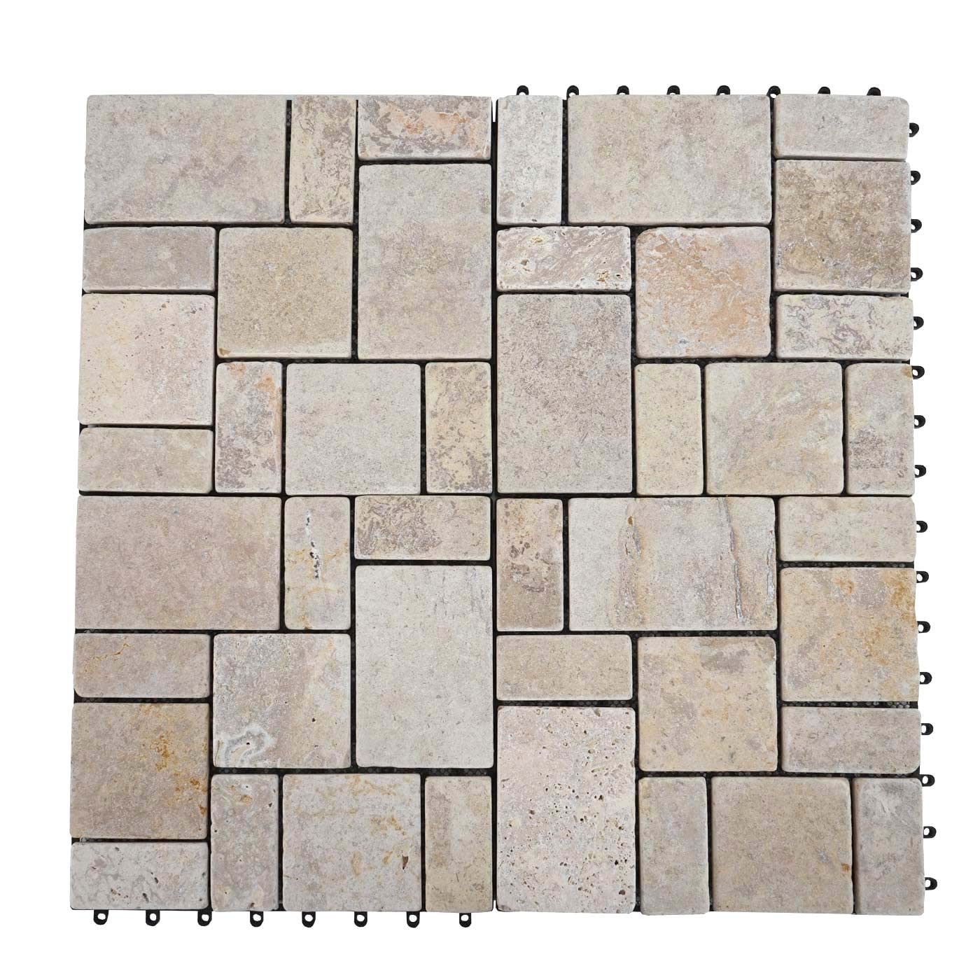 Mendler Stone Tile HWC-K70 - Baldosa para balcón o patio, piedra natural, 11 x 30 x 30 cm = 1 m², color blanco