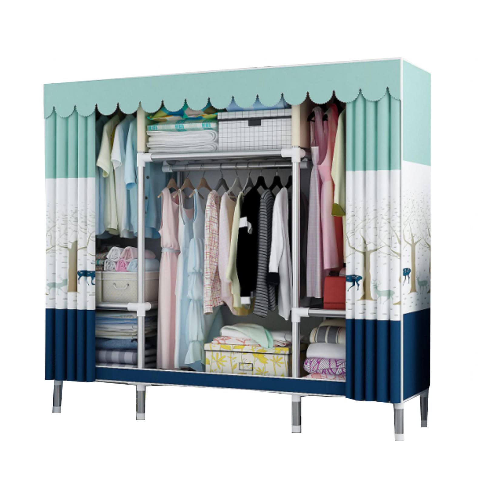 Armoire en toile avec penderie et étagères de placard