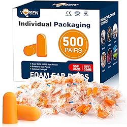 VOISEN Ear Plug,500 Pairs Ear Plugs for Sleeping,32dB NRR 37dB SNR Ear Plugs Noise Cancelling for Snoring, Studying, Loud Events, Traveling & Concerts, Individual Package