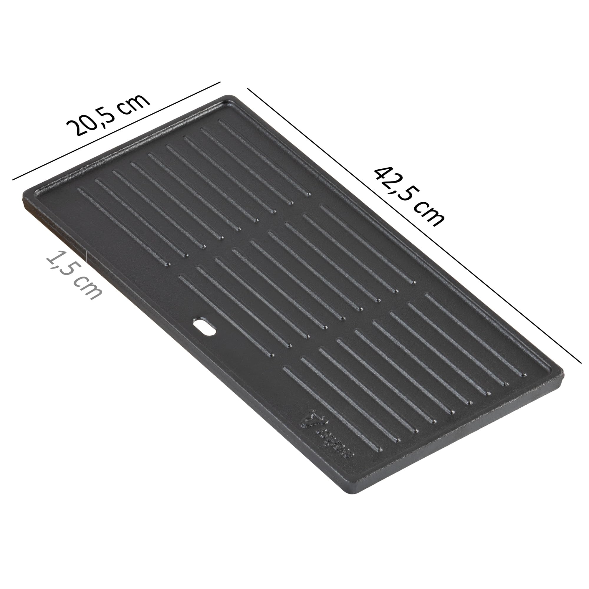 BBQ-Toro żeliwna płyta grillowa | 42,5 x 20,5 cm | Dwustronna płyta, do użytku z obu stron | Prostokątna, uniwersalna i solidna | Blacha grillowa na węgiel drzewny i gaz, akcesoria do grilla, patelnia
