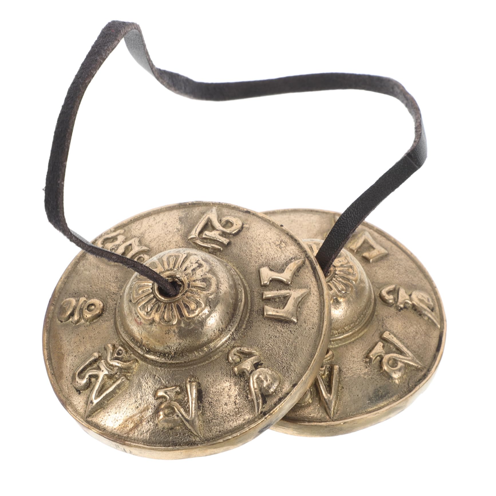 1 Paar Tibetische Tingsha Zimbeln aus Kupfer, Gold