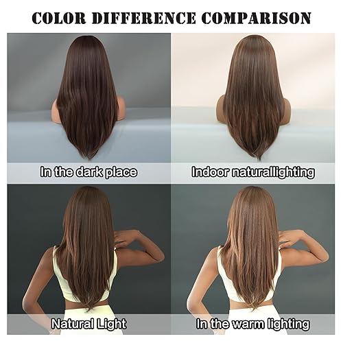 Miniatura 6 de 7JHH WIGS Peluca rubia miel con diadema para mujeres negras, 26 pulgadas de largo, lacio, en capas, sin pegamento, densidad 160, cabello lacio Yaki