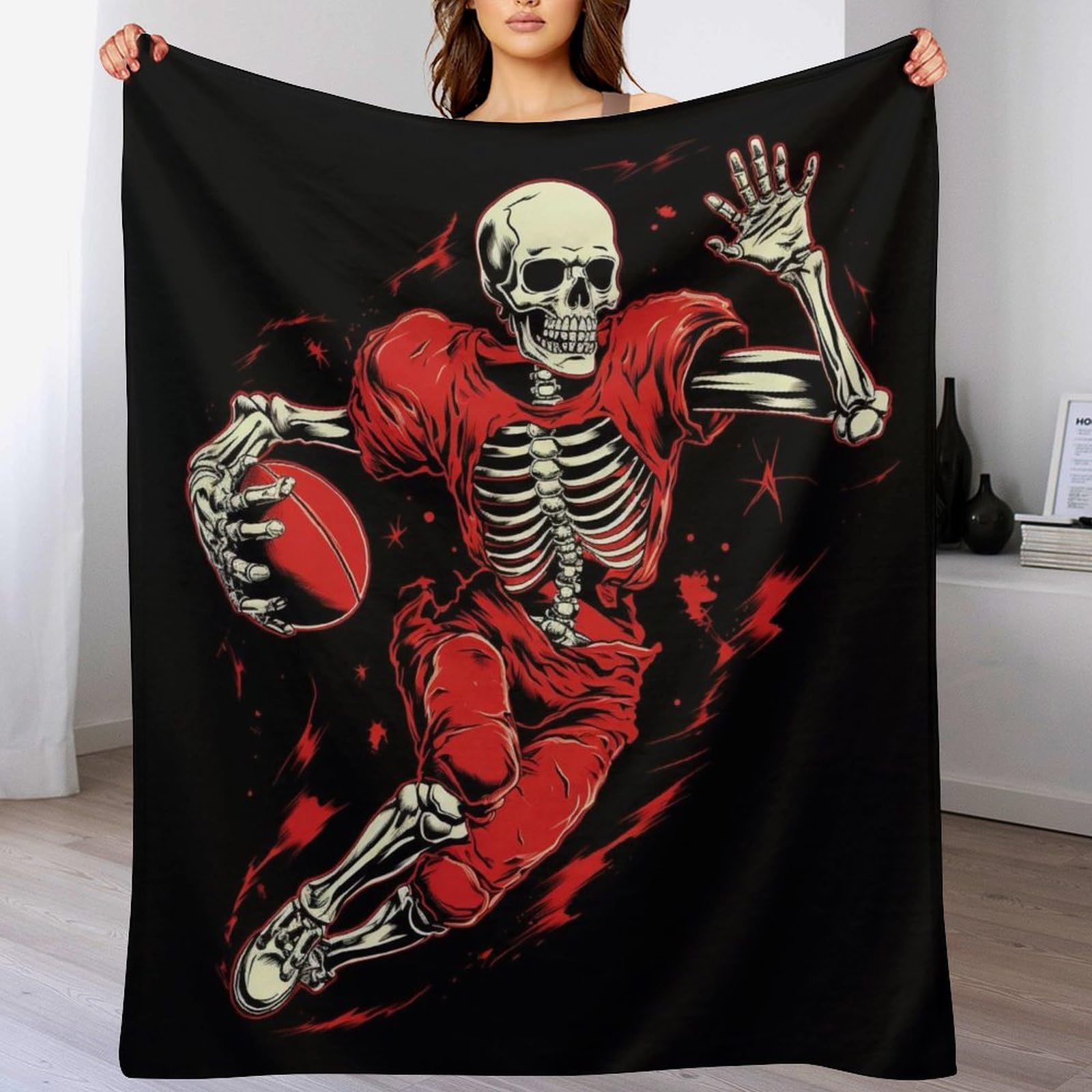 Couverture crâne rugby 3D idéale pour soirées match sur canapé