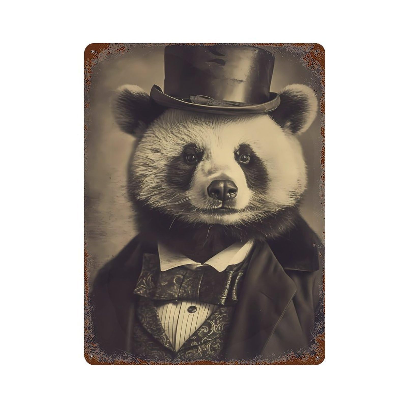 Panda Vintage Vintage Metal Tin Sign 15.7"x11.8", for Cafe, Home Bar And Lounge Decor, Vintage Wall Decor