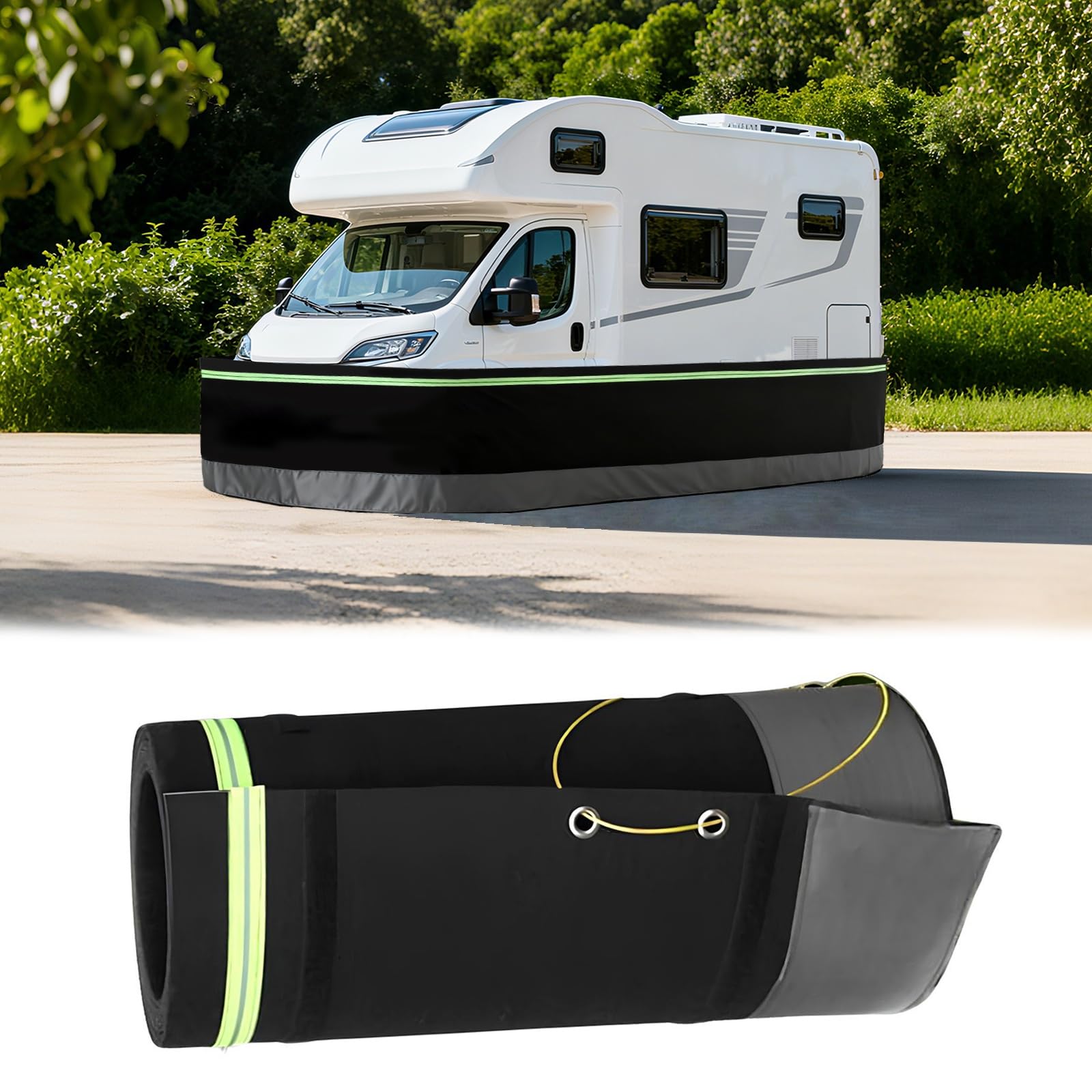 JeCgRrY RV Skirt for Travel Trailer, Panels Wind and Snow Proof, Camper skirting, All-Weather Protection Barrier with Easy Installation Kit Night