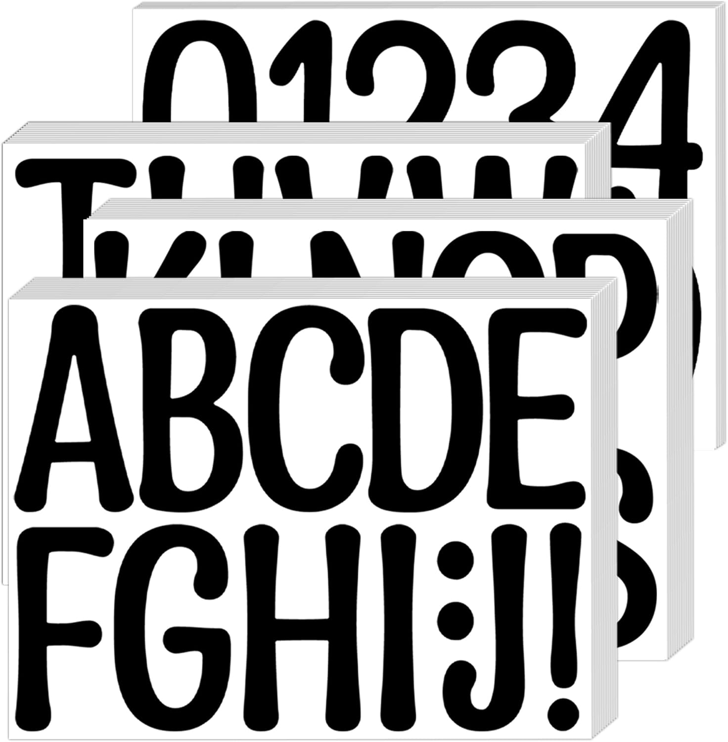 534 PCS 42 Sheets Letter Stickers Large Alphabet Number Sticker 4 Inch Poster Board Letters Self Adhesive Waterproof Vinyl Letter Stickers for Bulletin Board Mailbox Craft Classroom Decor(Black)