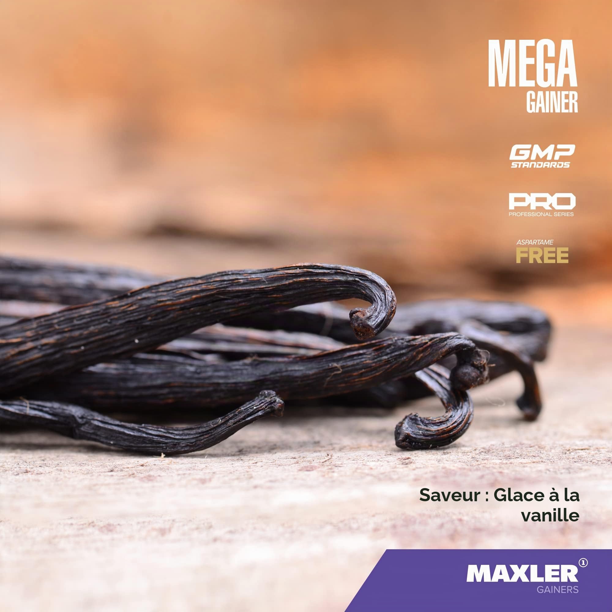 Maxler Mega Gainer - Gain de poids pour développer les muscles - Vanille - 1000g - combinaison de protéines, glucides, vitamines et minéraux - 10% de protéines de lactosérum - shake riche en calories