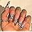 MISUD Press on Nails - Long Coffin Fake Nails with Cow Print, Acrylic French Tip Design 24 pcs
