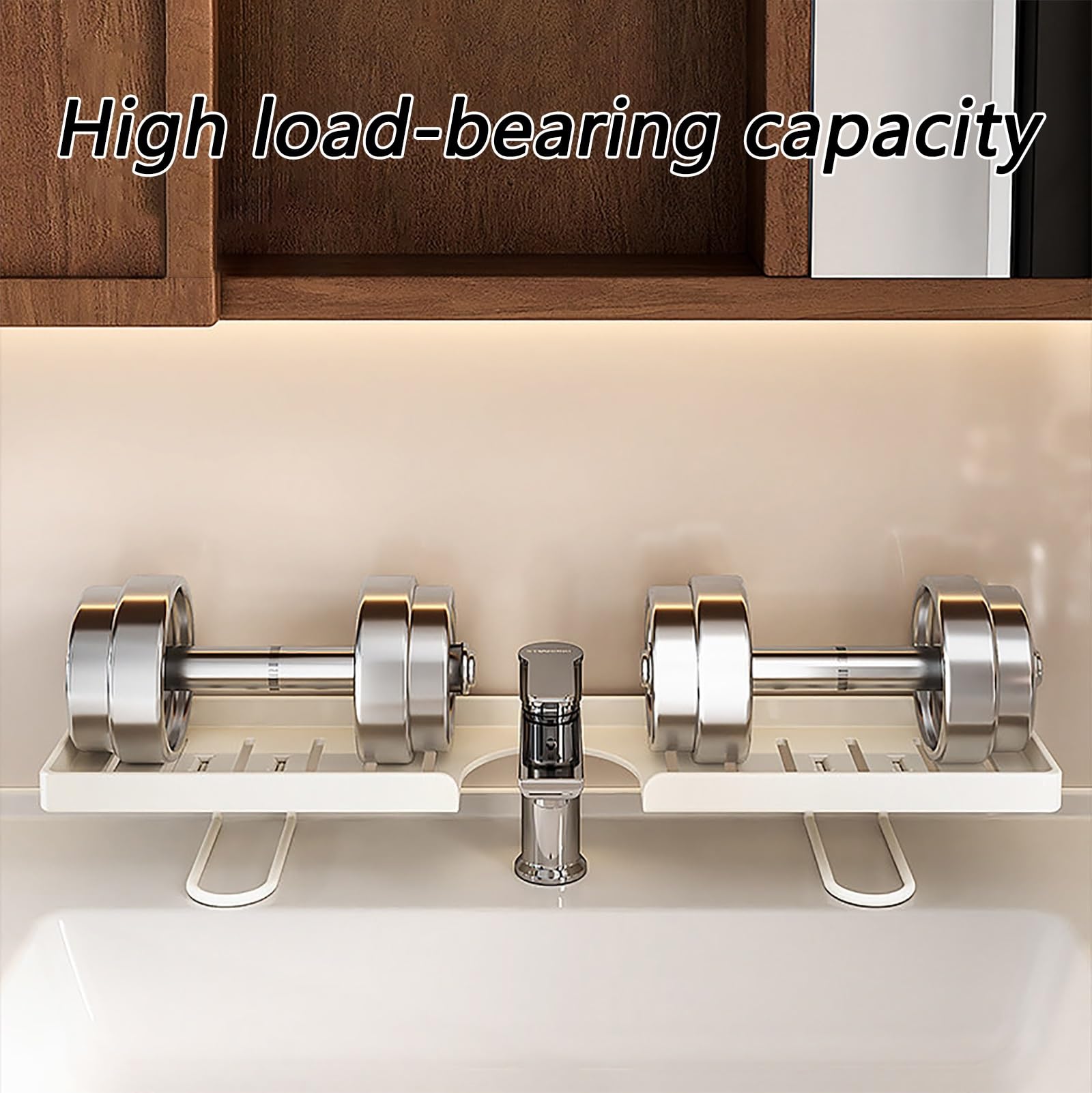 Waschbeckenablage, Wasserhahn-Organizer für Badezimmer, Leicht zu Entleeren, Robust und Langlebig, Platzsparend(White,50cm/19.7in)