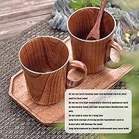 Vista 3 de Taza de madera, taza de madera de 9.5 fl oz con asa, tazas de viaje para acampar para el hogar, restaurante, para bebidas calientes, madera