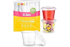100 Sets - 5.5 oz Small Plastic Containers with Lids: Takeaway, Storage, Convenience