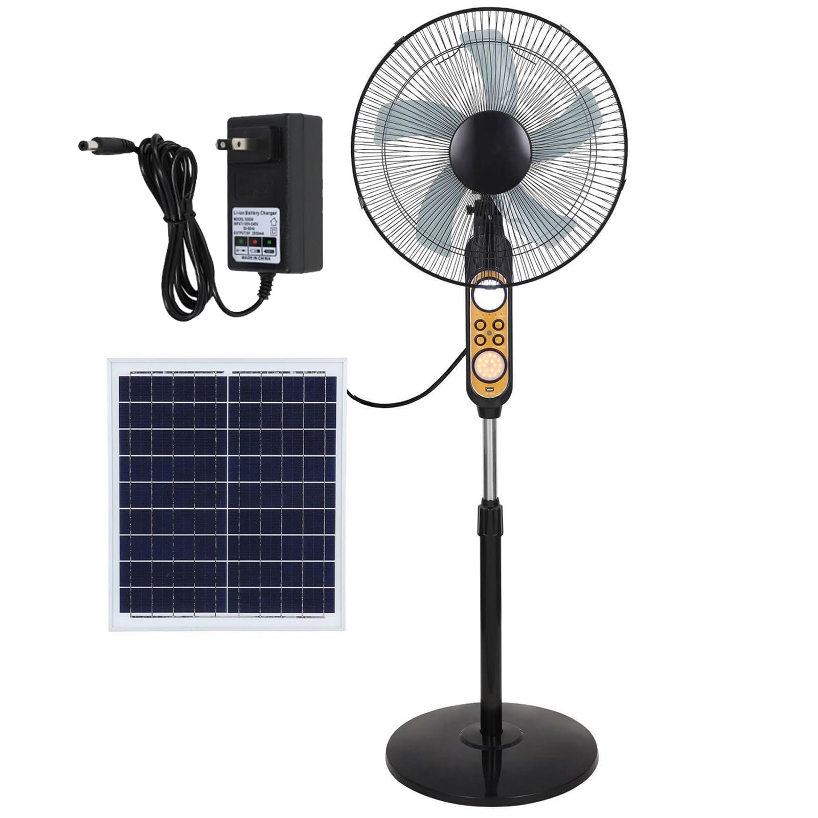 JKJZSALJ Floor Fan,Oscillating Pedestal Fan,Solar S,Portable Camping Fans,With Solar Panel/Remote Control,Solar Rechargeable Standing Fan,Two Charging Methods