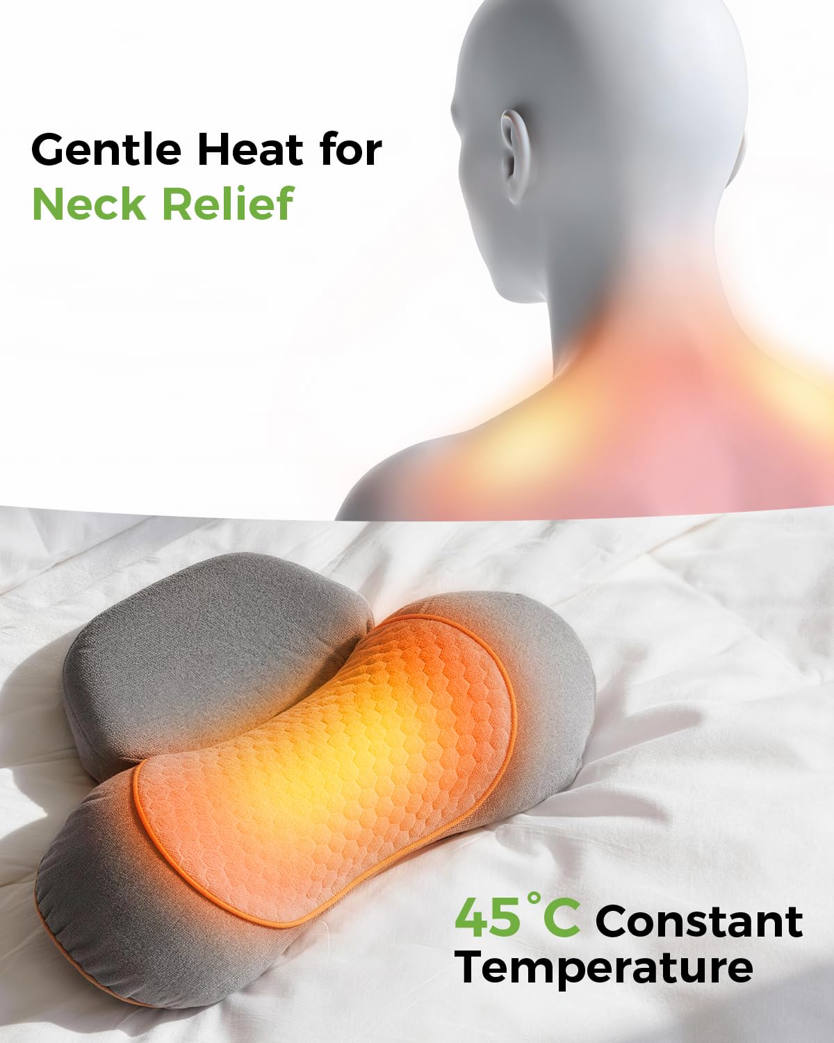 Cuscino massaggiante 3 in 1 per alleviare il dolore ai tessuti profondi con calore, massaggiatore senza fili e ricaricabile con trazione per collo gobba e spalle, cuscino in memory foam (con