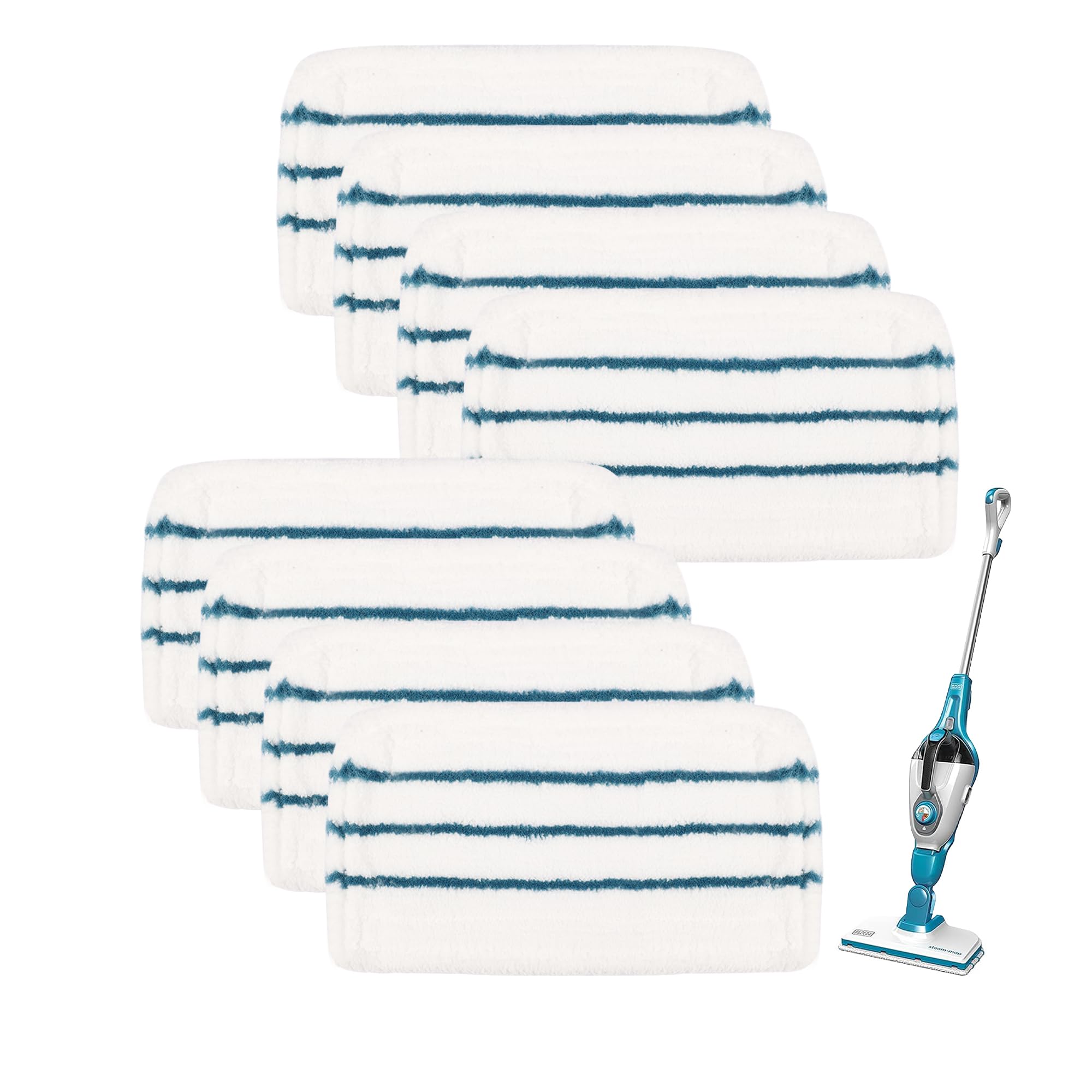 8 PCS Replacement Pads Accessories Compatible for Black+Decker Steam Mop SM1600, SM1610, SM1620, HSM13E1, HSMC1300FX, HSMC1321, HSMC1321APB, HSMC1361SGP, BDH1855SM, BDH1760SM, SMP20 Mop Pads
