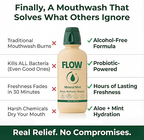 Miniatura 4 de Enjuague bucal probiótico sin alcohol (menta mineral), enjuague oral natural para combatir el mal aliento, equilibrar el microbioma oral y proteger