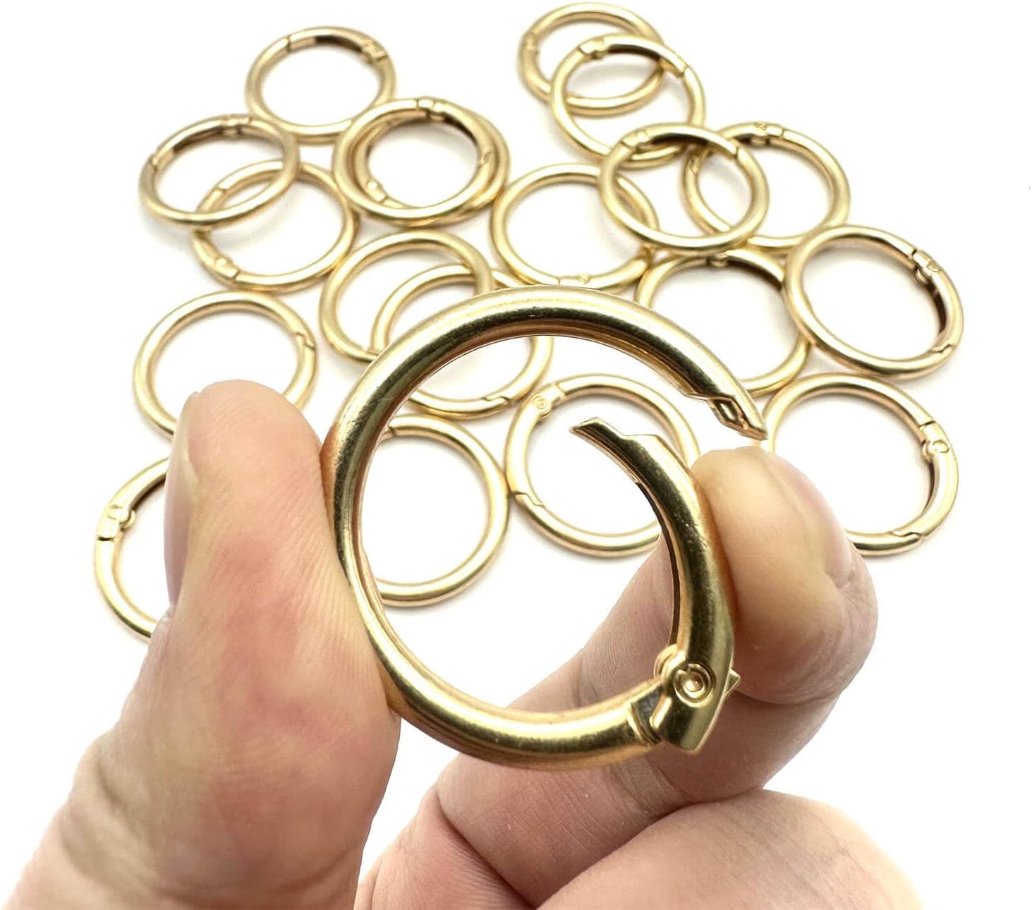 20 Pack 1 Inch Carabiner Clip, Spring O Rings Metal Alloy Purse Clip, Round Keyring Buckle Clips, Small Keychain Hook Clip for Key Bag (Gold) - Image 5