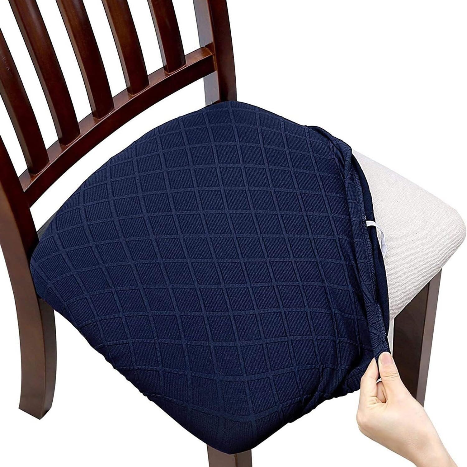 PBTMCD Waterproof Stretch Dining Chair Covers, Anti-Cat Scratch Elastic Slipcovers, For Home, Restaurant, Party(Navy Blue,4pc)