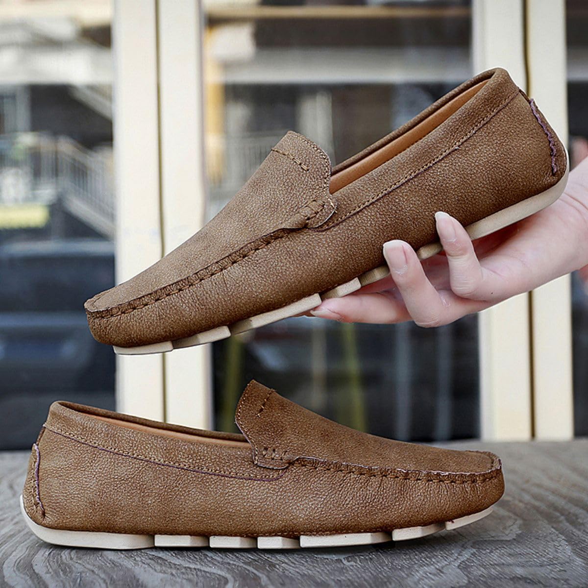 Mocasines para Hombre de Cuero Moda Slip-on Shoes Driver Shoes Casual Flat Shoes 38-49 EU