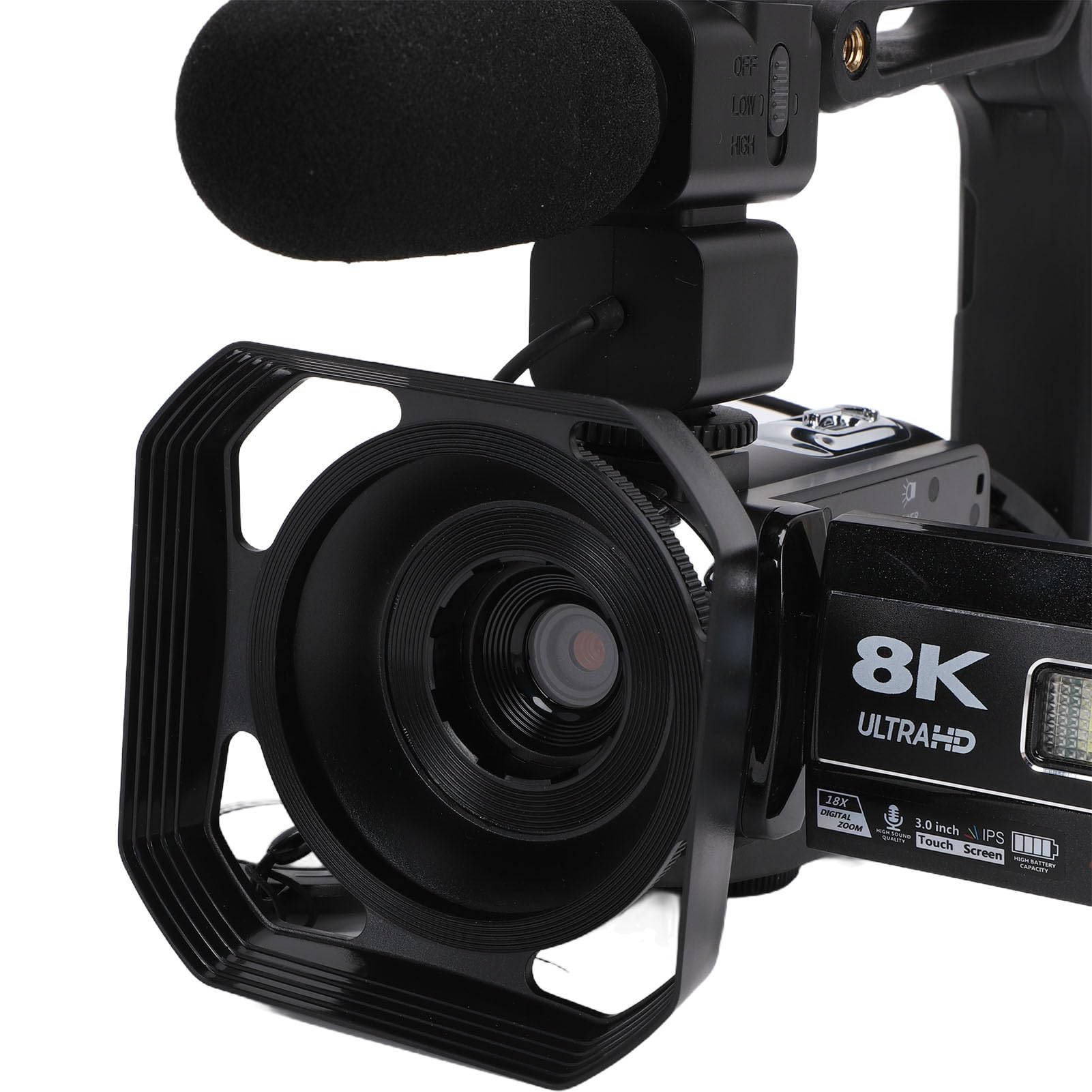 Tosuny Videocámara 8K con Foto de 64MP, Cámara de Video WiFi con Zoom Digital 18X con Pantalla Táctil de 3 Pulgadas, Micrófono Externo, Estabilización de 6 Ejes para Vlogging