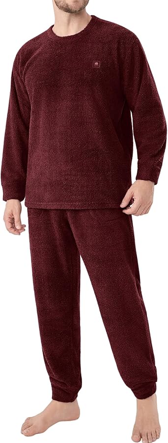 DAVID ARCHY Mens Fleece Pajama Set, Ultra Soft Warm Winter Sleepwear with Pockets, Cozy Loungewear