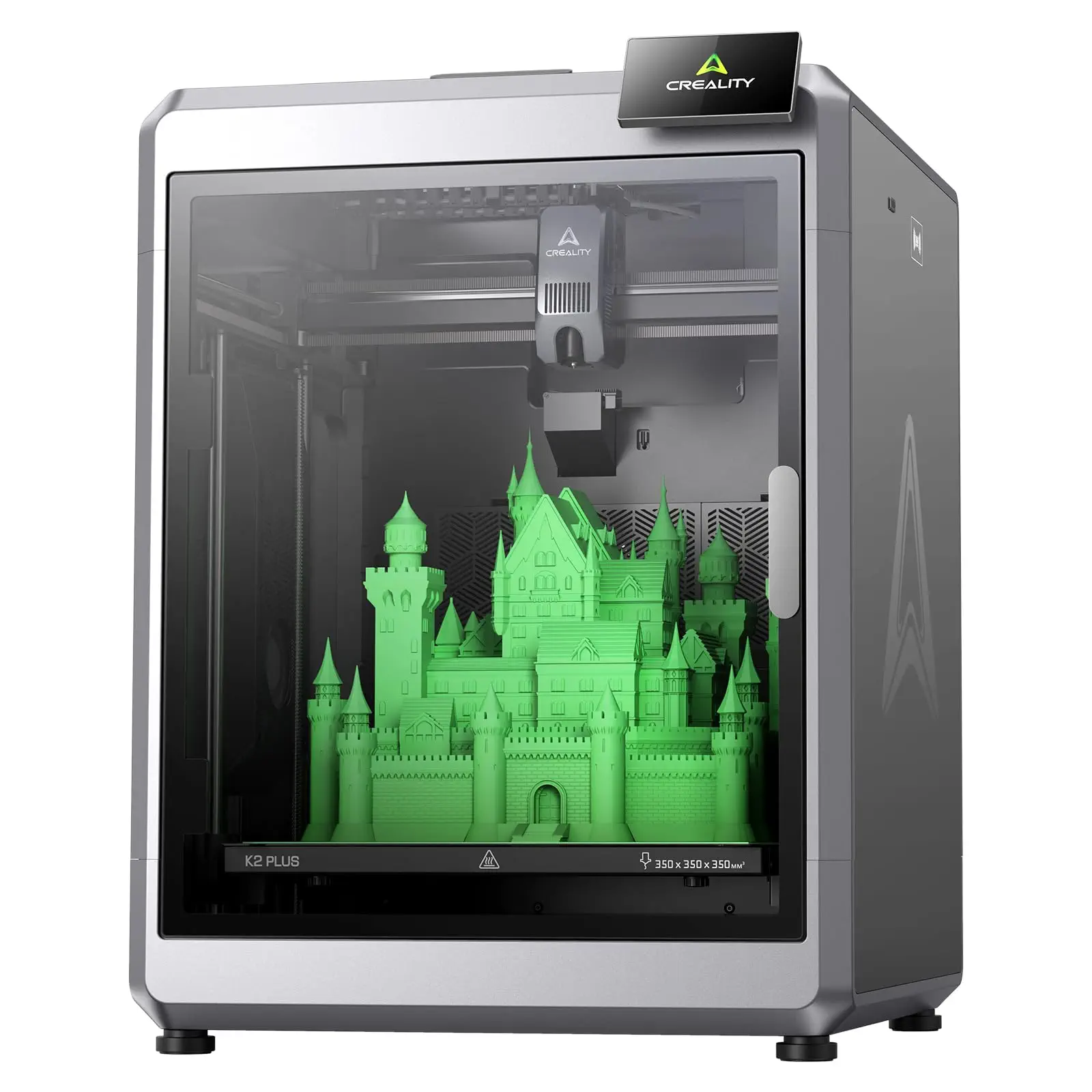 Creality K2 Plus 3D Drucker Groß, 350x350x350 mm Bauvolumen, Supports Mehrfarbendruck bis zu 16 Farben (4 CFS), Max. Geschwindigkeit 600 mm/s, Aktiv beheizte Kammer für PLA-CF PA-CF PET ASA PPA-CF