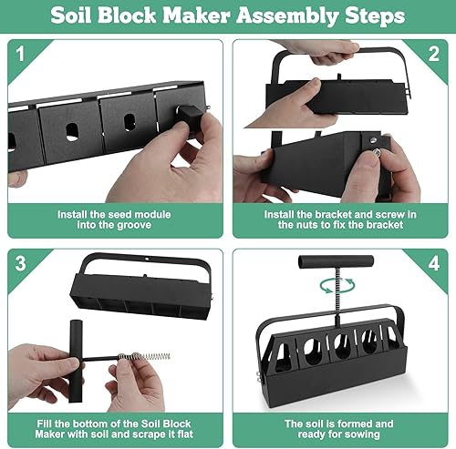 Miniatura 4 de Bloqueador de suelo, fabricante de 5 celdas de 2 pulgadas con 3 tamaños de pasadores de semillas, mango cómodo, para semillas, esquejes