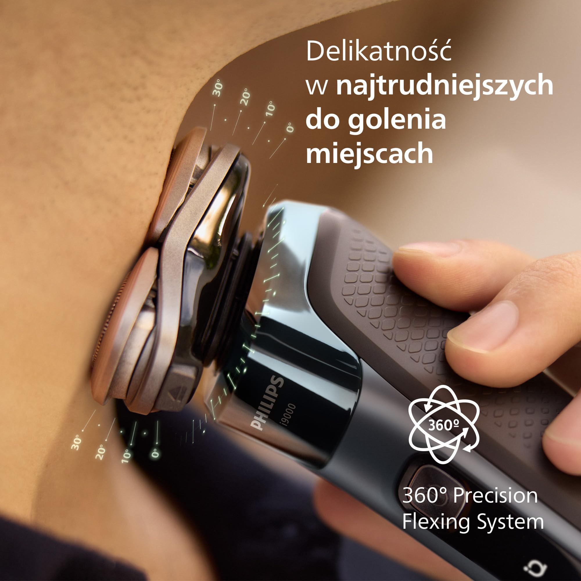 Philips Shaver i9000, Golarka elektryczna do golenia na mokro i na sucho, technologią Skin IQ, systemem Triple Lift & Cut, 360 Obrotowe podwójne ostrza SteelPrecision, Quick Clean Pod, X9001/30