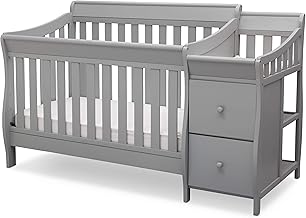 grey crib and changing table set