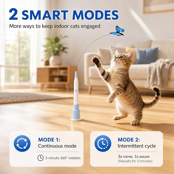 Juguete Interactivo Recargable para Gatos con Base de Succión Azul miniatura 3