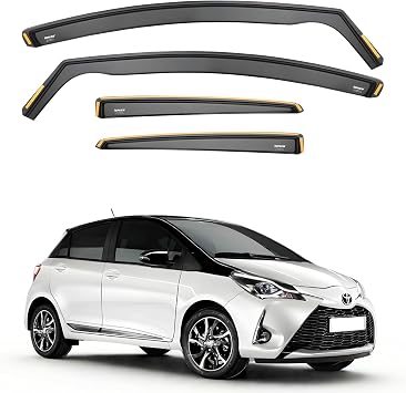 ISPEED Wind Deflectors for TOYOTA YARIS XP150 MK3 2011-2019 5 Door Hatchback 4pc Set - Keep Your Car Ventilated in Rain - Reduce Wind Turbulence - Tinted, In-Channel Type