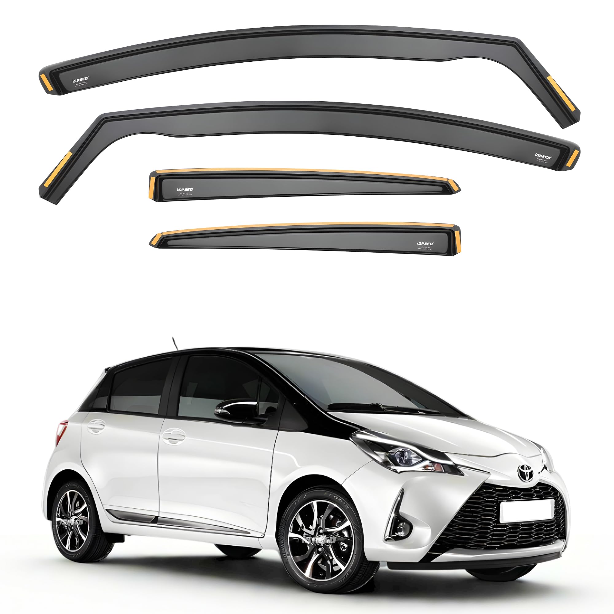 ISPEED Wind Deflectors Compatible With TOYOTA YARIS XP150 MK3 5-doors Hatchback 2011-2019 4-pc Tinted Wind Deflectors/Sun Visors/Rain Shield/Wind Shield - In Channel Type - Foto 6