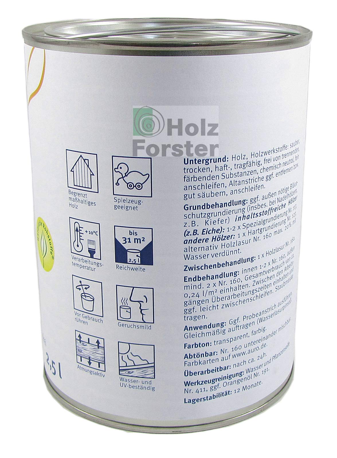 AURO Holzlasur Aqua Nr. 160-55 Ultramarin-Blau, 2,50 Liter