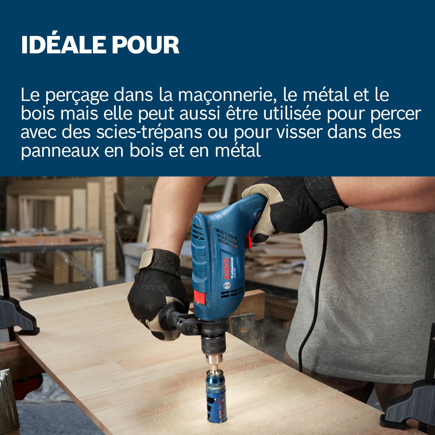 Bosch Professional Perceuse à percussion filaire GSB 600 (moteur de 600 W, perçage de 13 mm dans le béton, charbons)