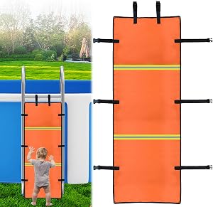 Pool Ladder Safety Guard,19.7 X 49.2in Pool Ladder Guard Safety Net Child Safety Pool Ladder Above Ground Bunk Bed Ladder Safety Cover for Prevent Kids from Climbing,Falling,Drowning