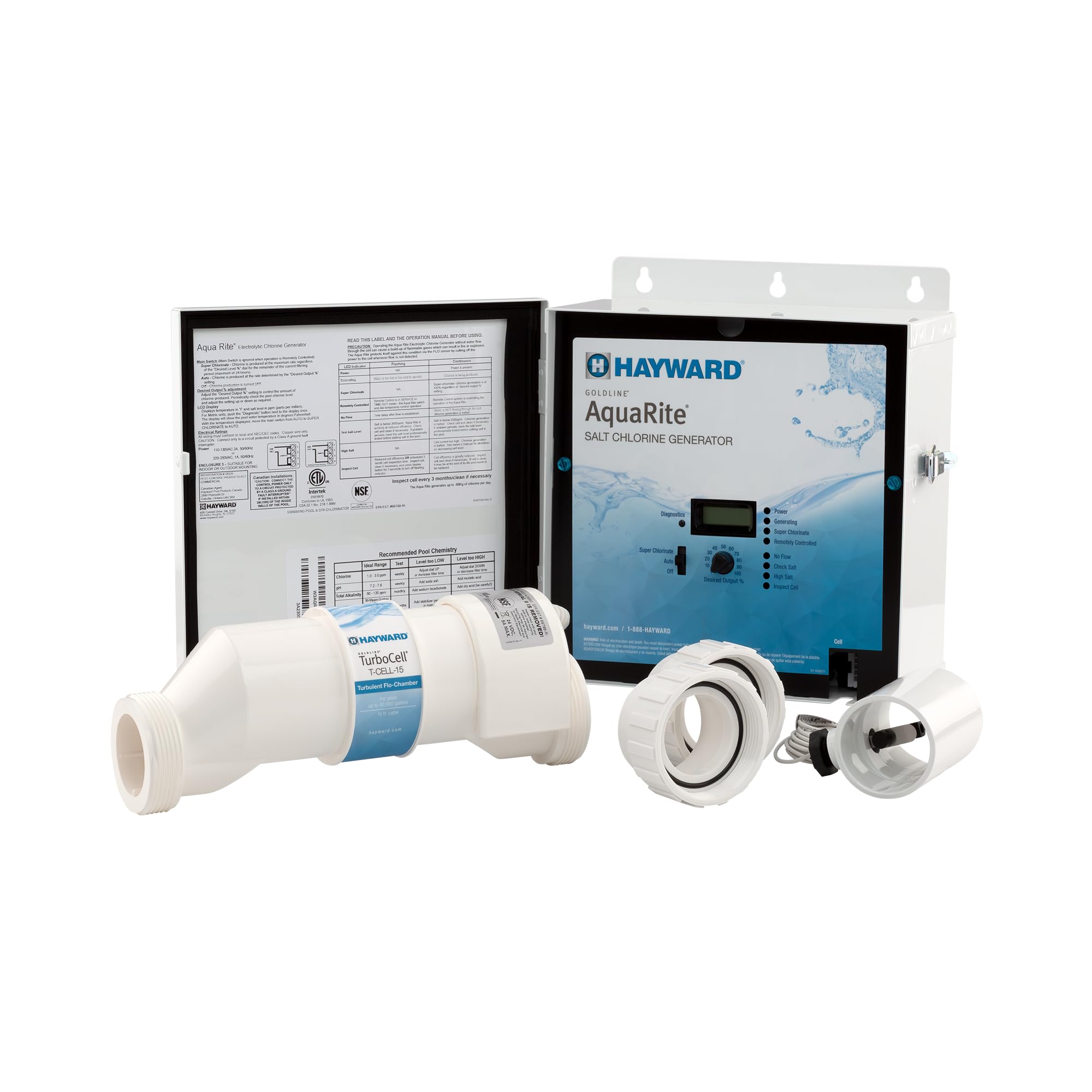 hayward w3aqr15 aquarite salt chlorination system for in-ground pools up to 40000 gallons