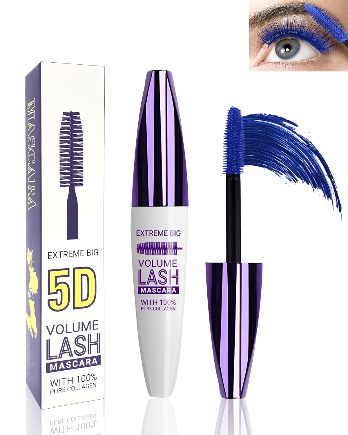 5D Color Liquid Mascara Volume and LengthBlue Waterproof Smudgeproof Colored