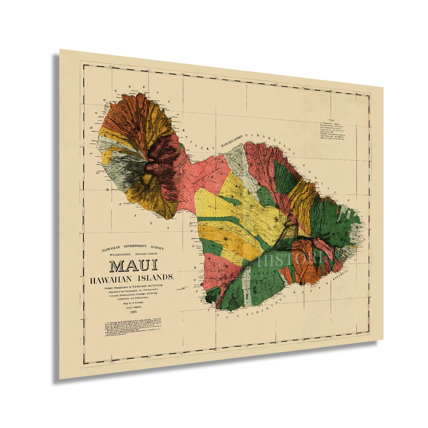 Buy HISTORIX Vintage 1885 of Maui Hawaii 24x30 Inch Vintage Maui