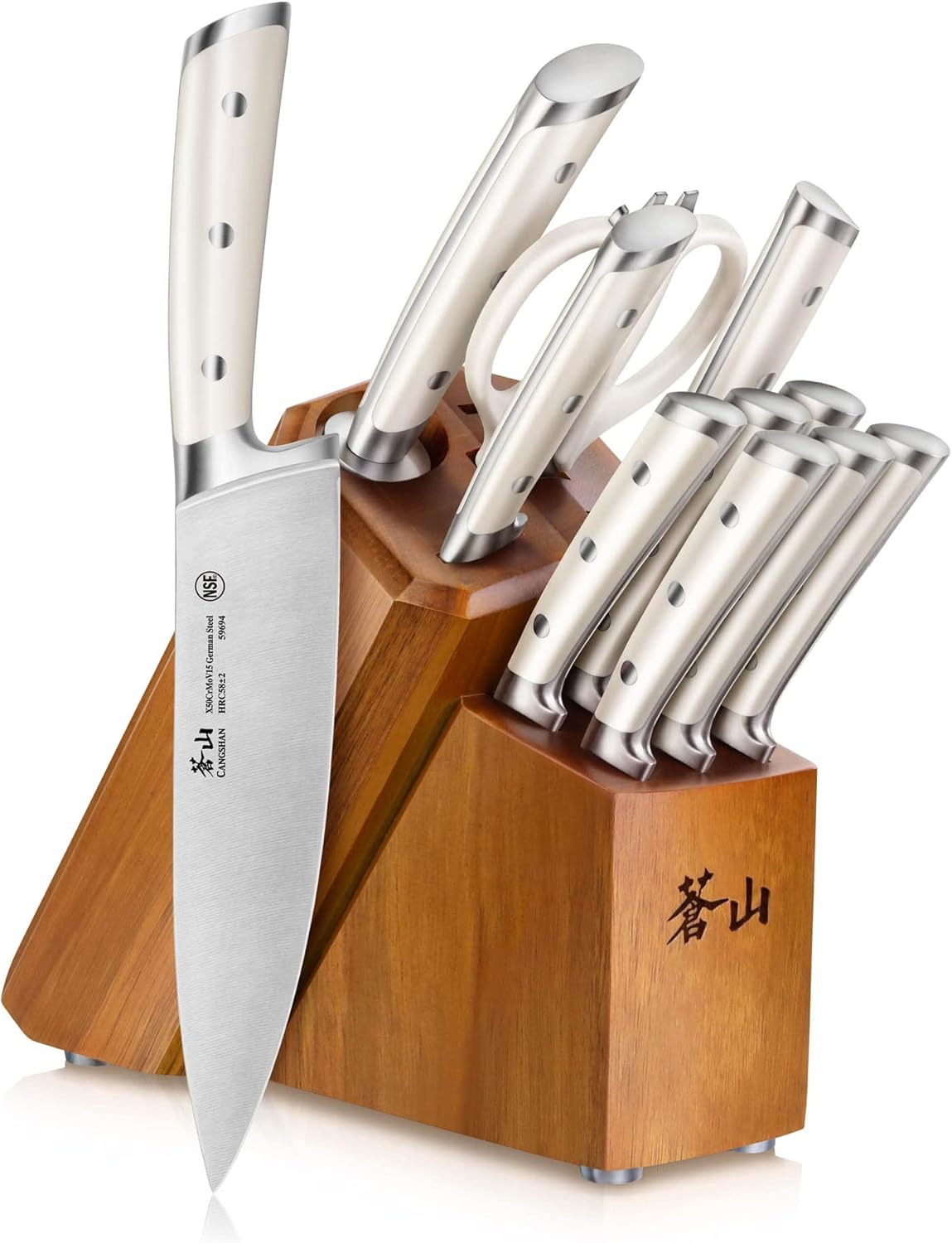 Cangshan S1 Series 1023978 German Steel Forged 12-Piece Knife Block Set, Acacia
